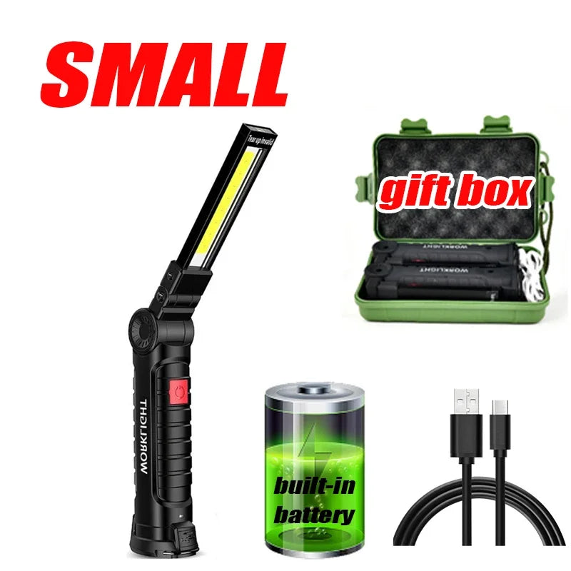 Folding COB XPE LED Work Light – Rechargeable Torch & Flashlight