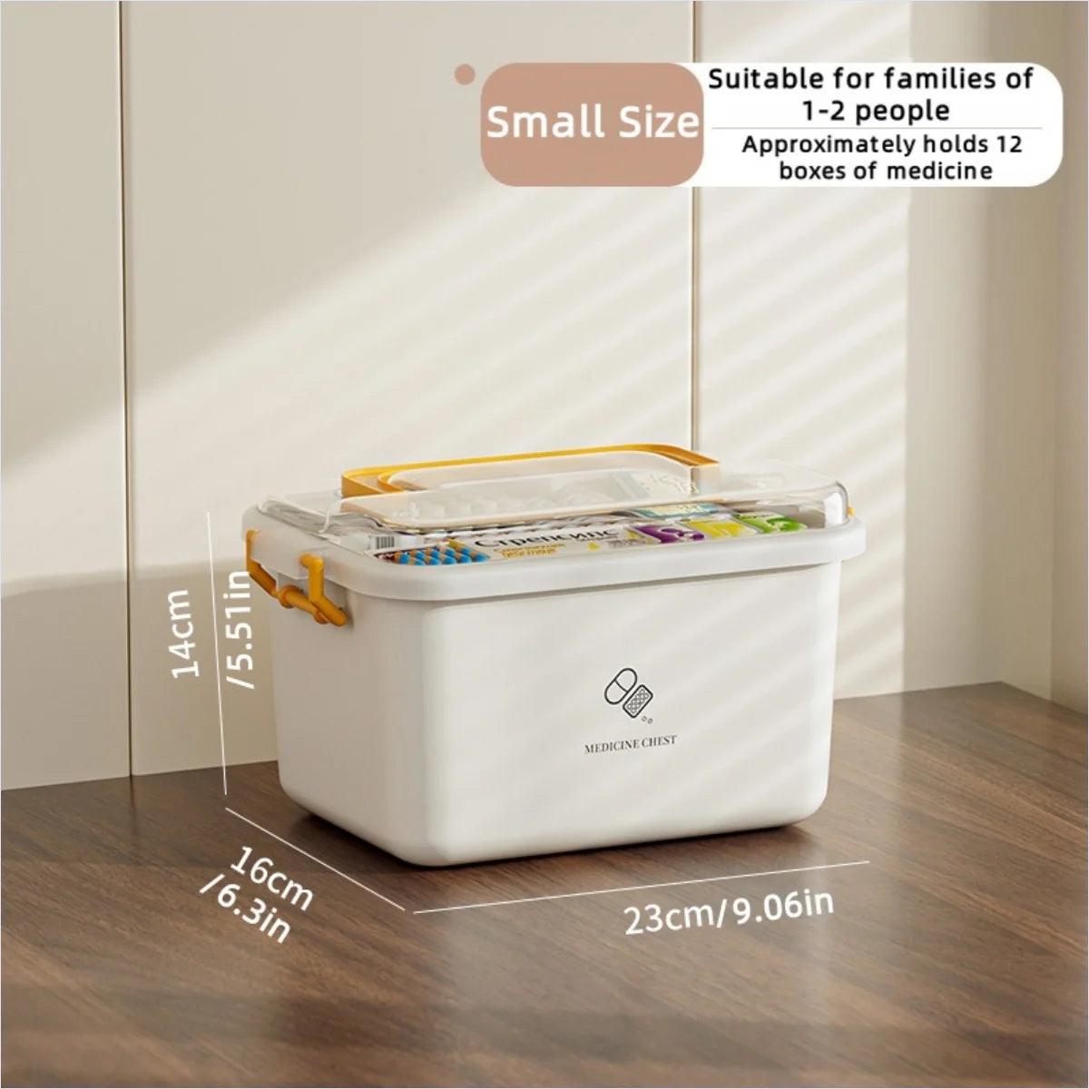 Large Portable Medicine Organizer Box Multifunctional First Aid Storage with Dividers for Pills/Drugs Household Medical Kit Oasis Select Small Yellow
