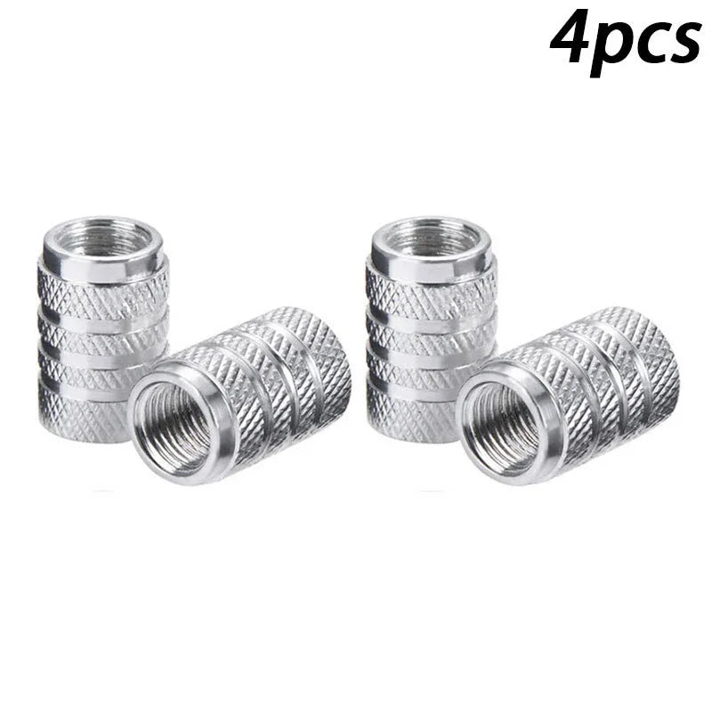 4Pcs/Set Aluminum Alloy Car Whee Tire Valve Caps Valve Stems Cover Car Wheel Dustproof Cap For Car Truck Motorcycle Bicycle Oasis Select Silver