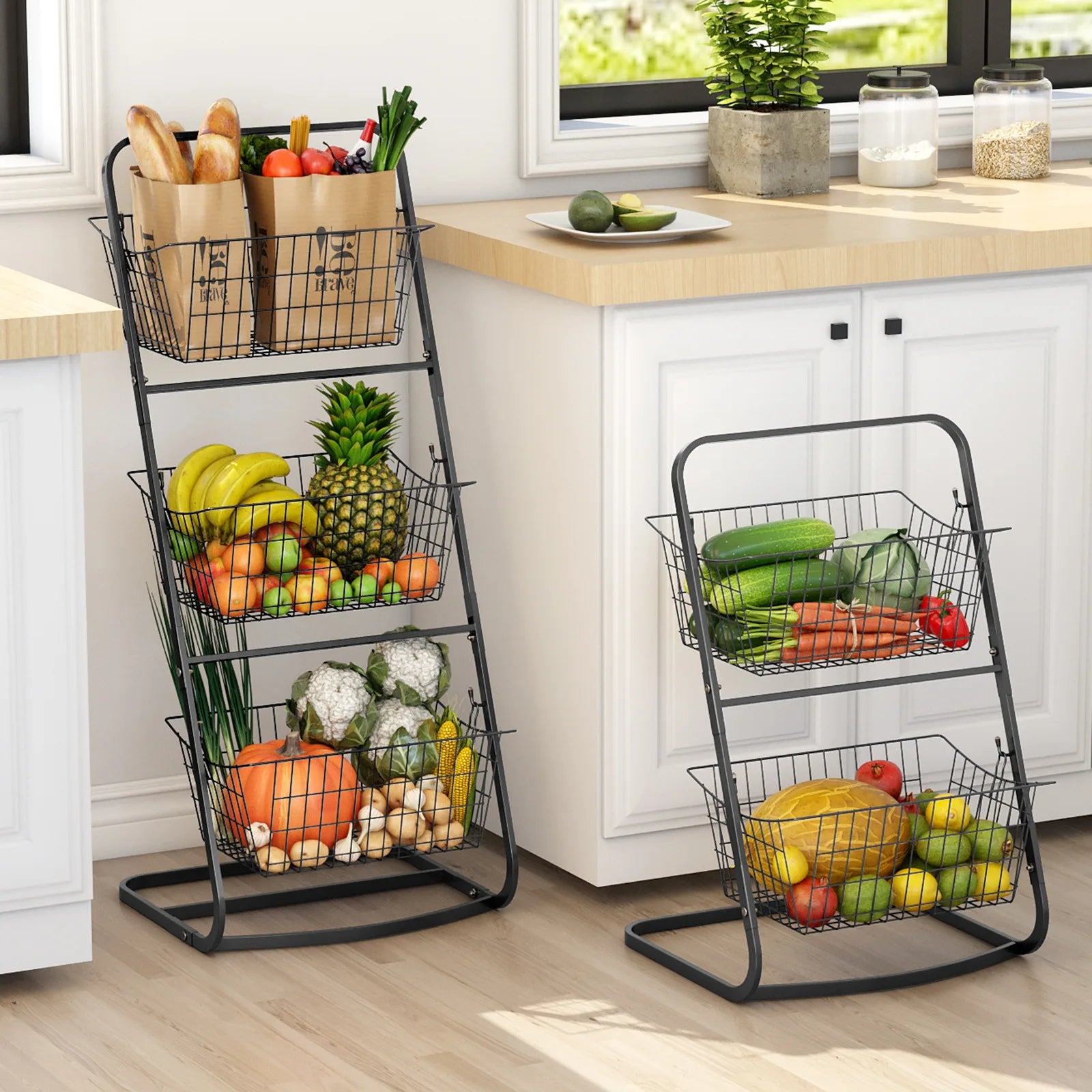 Kitchen rack Multifunctional snack vegetable basket Storage rack Floor-to-ceiling multi-layer special vegetable basket shelf Oasis Select