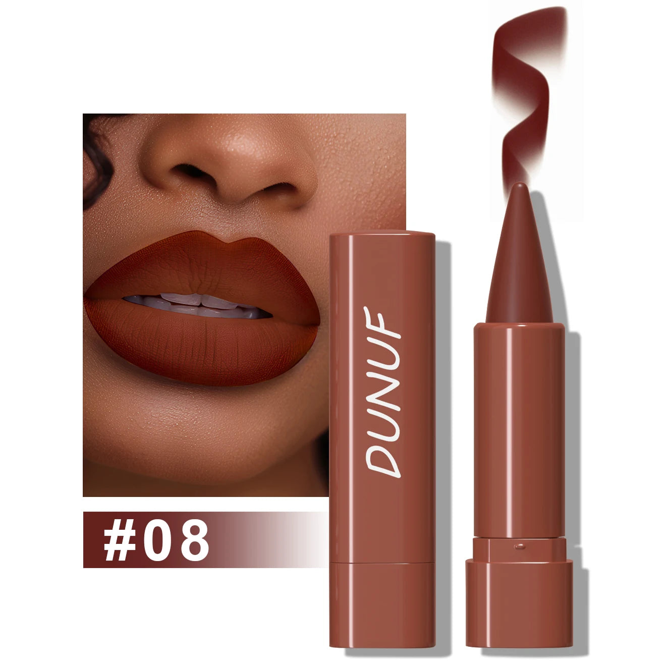 Matte Lip Gloss Lip Liner Lipstick, 1pcs Waterproof Velvet Long Lasting Non-Stick Cup, Nude Y2K Christmas Valentine's Day Gifts Oasis Select 08