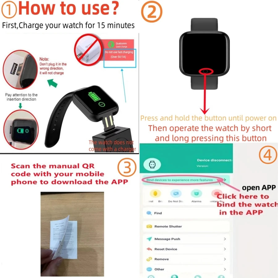 CHAOGENB Y68 Fitness Smartwatch – Heart Rate, Steps & Music