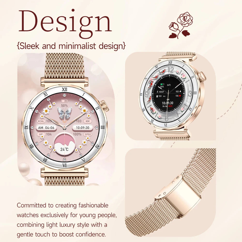 Women Smartwatch Information Push 1.19 Inch Amoled Screen Smart Watch Sleep Health Monitor Blue Tooth Call Sports Fitness Music Oasis Select