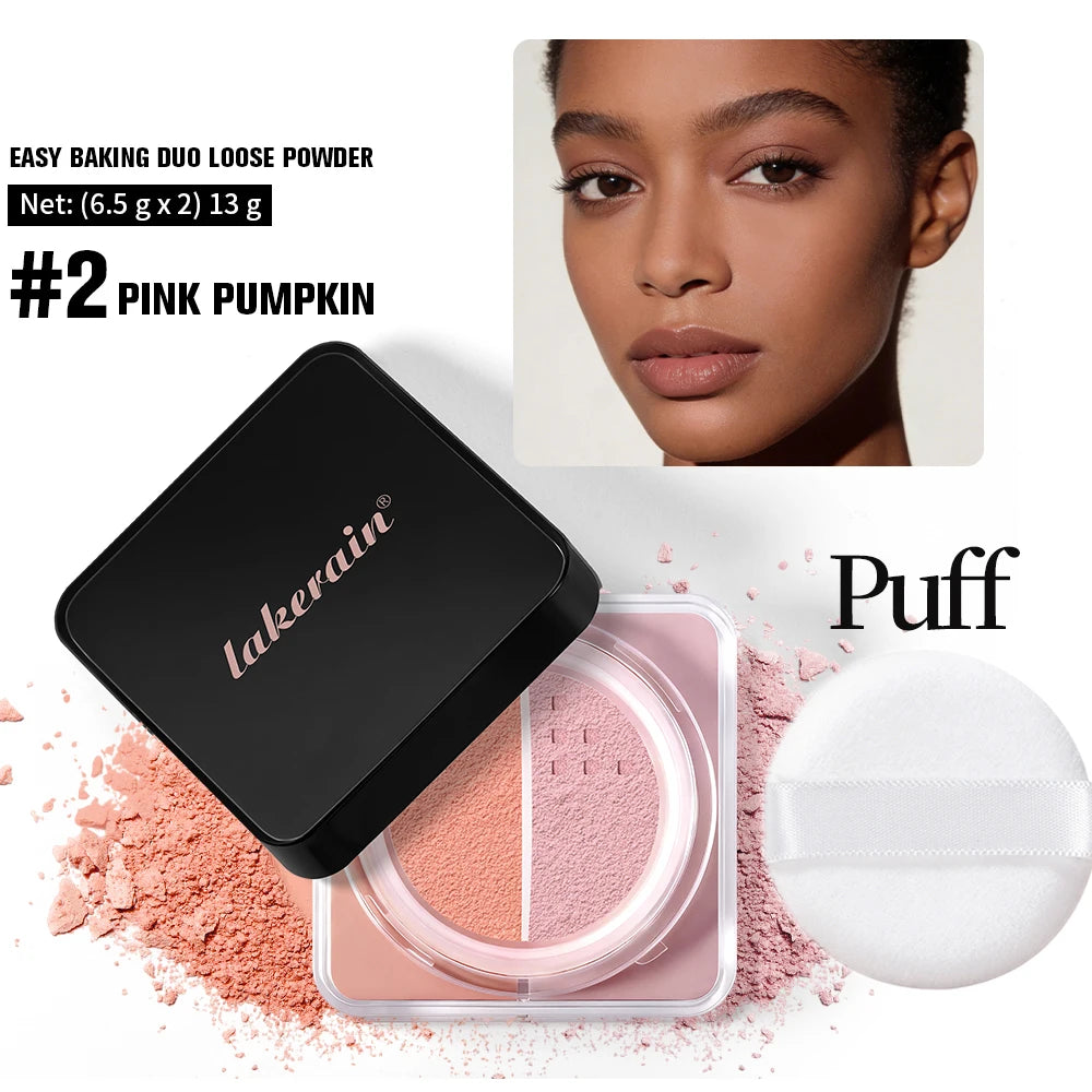 Lakerain 2-in-1 Baking Loose Setting Powder Duo | Matte Finish