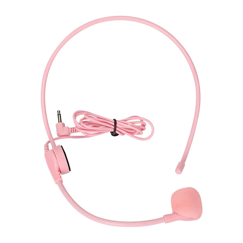 1pcs 3.5MM Headworn Wired Microphone Headset Pink Voice Amplifier Speaker Clear Sound Mic For Conference Guide Speech Teacher Oasis Select