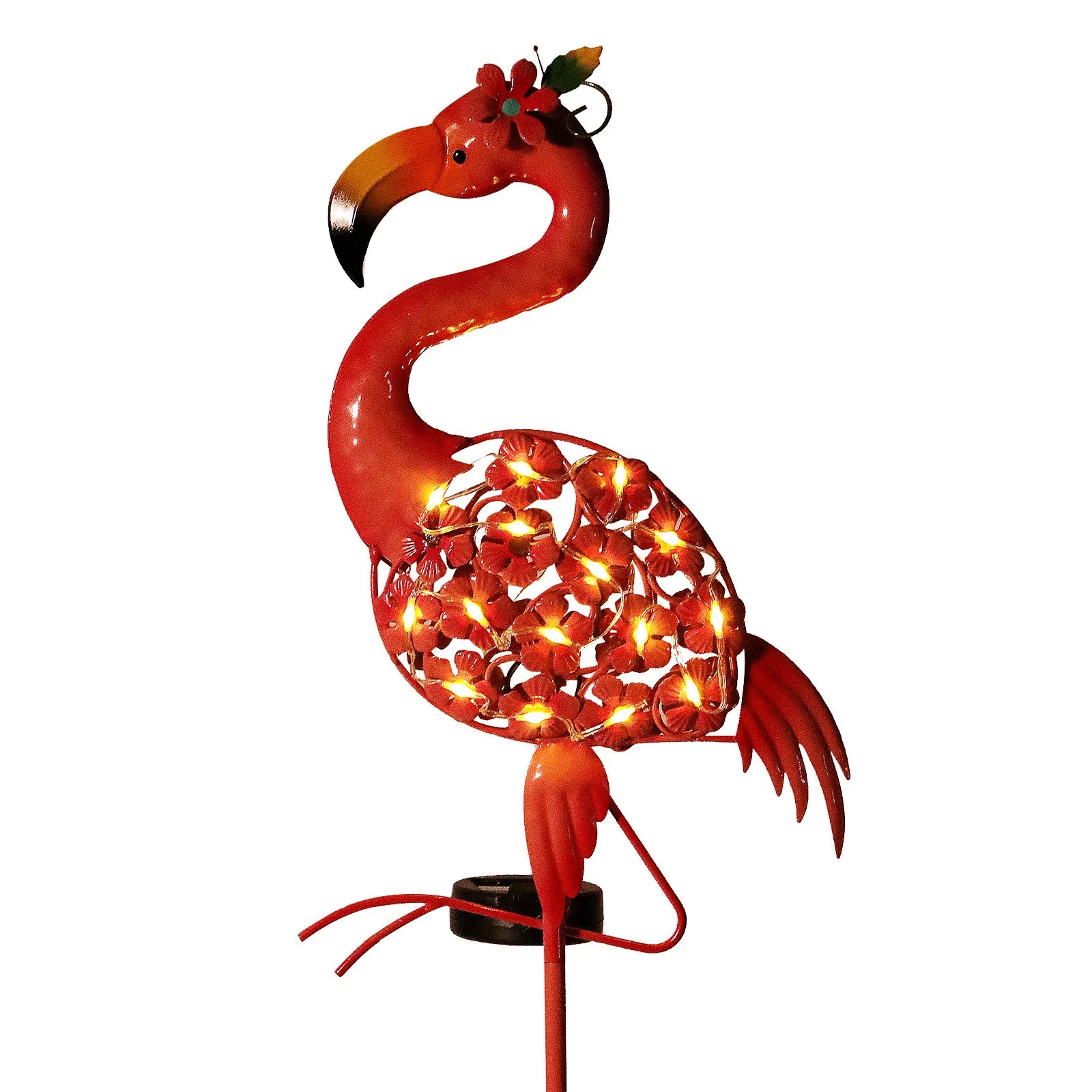 Outdoor Solar-powered Flamingo Wrought Iron Ground Lamp, Garden Lawn Lamp, Garden Decorative Handicraft Oasis Select Warm white