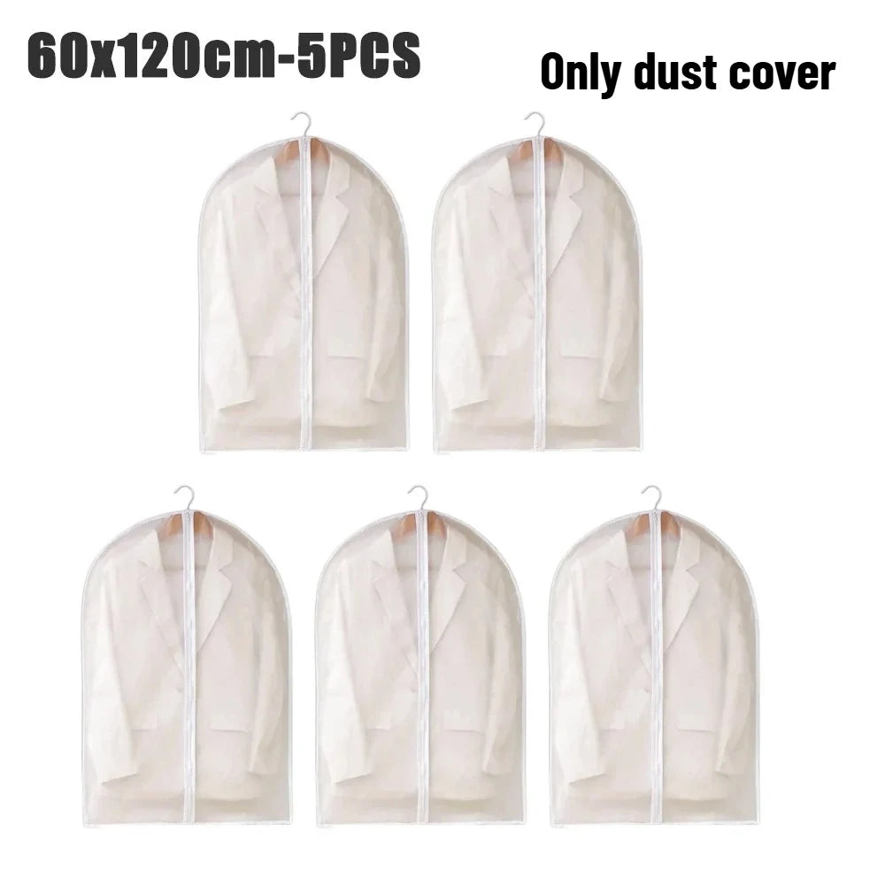 Clothes Dust Cover Transparent Thickened Washable PEVA Hanging Suit Coat Protector Household Storage Bag for Wardrobe Oasis Select 60x120cm 5PCS