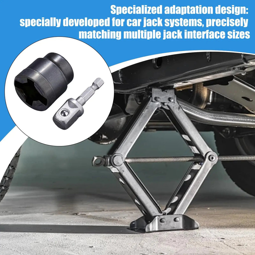 Scissor Jack Drill Adapter Socket Converter for Scissor Car Jack Heavy-Duty Tool Change Converter Rust-Resistant Accessories Oasis Select