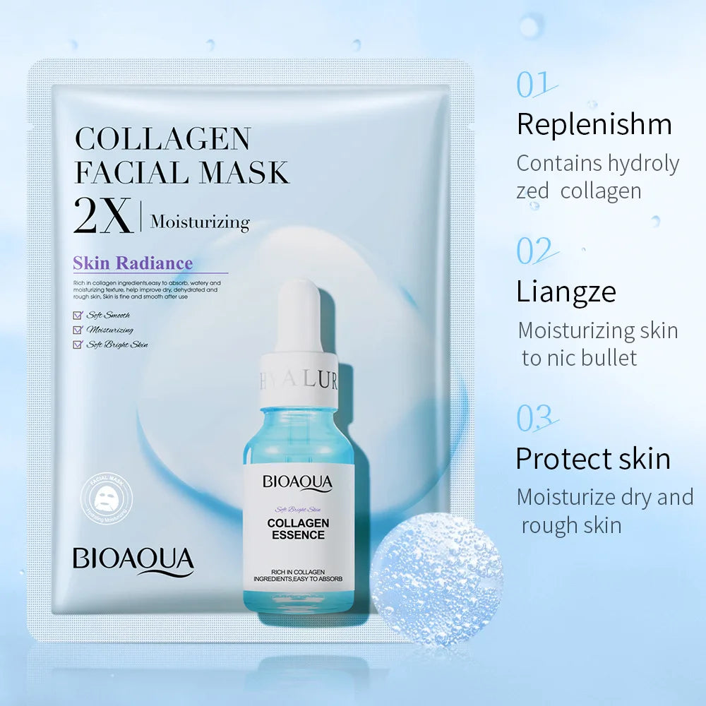 BIOAQUA Centella Collagen Sheet Mask 20pc – Hyaluronic Acid Facial Sheet Mask Oasis Select