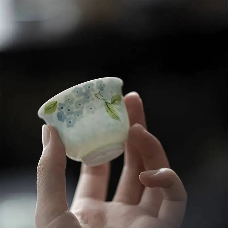 Green Blue Wind Chime Jade Tea Cup Hand-painted Ceramic Tea Cup Single Cup Oasis Select Jade Tea Cup