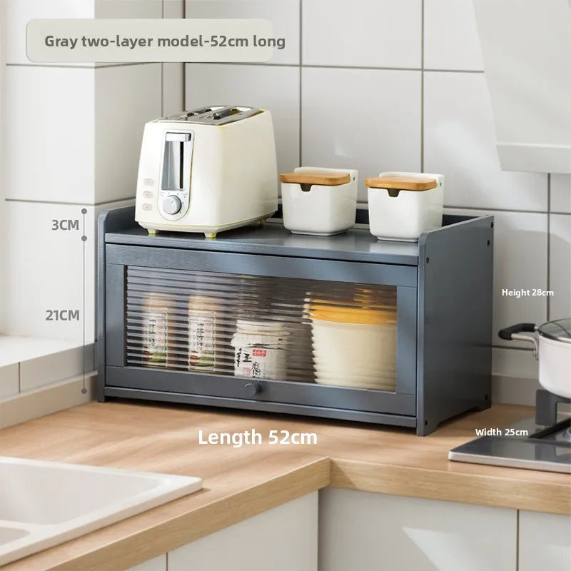 Kitchen Shelves Seasoning Dishes Storage Multi-layer Countertops Lockers Cupboards Household Cutlery Chopsticks Storage Boxes Oasis Select Dark Grey 1-52