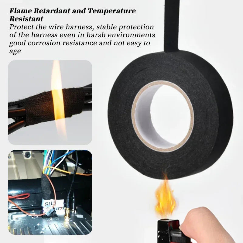 Electrical Insulating Tape Heat Resistant Harness Tape 9/15/50MM Car Cable Harness Wiring Loom Protection Waterproof Tape Oasis Select
