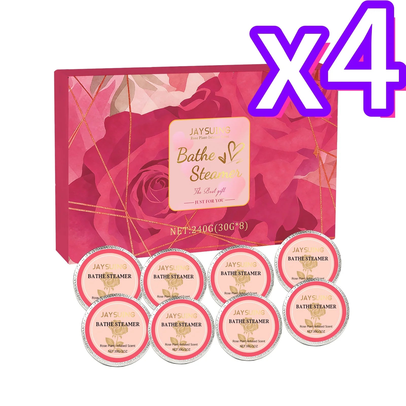 Jaysuing Rose Aromatherapy Shower Tablets – 8pc Gift Box Aromatherapy Shower Tablets Oasis Select 8pcs Boxed X 4PCS ROSE