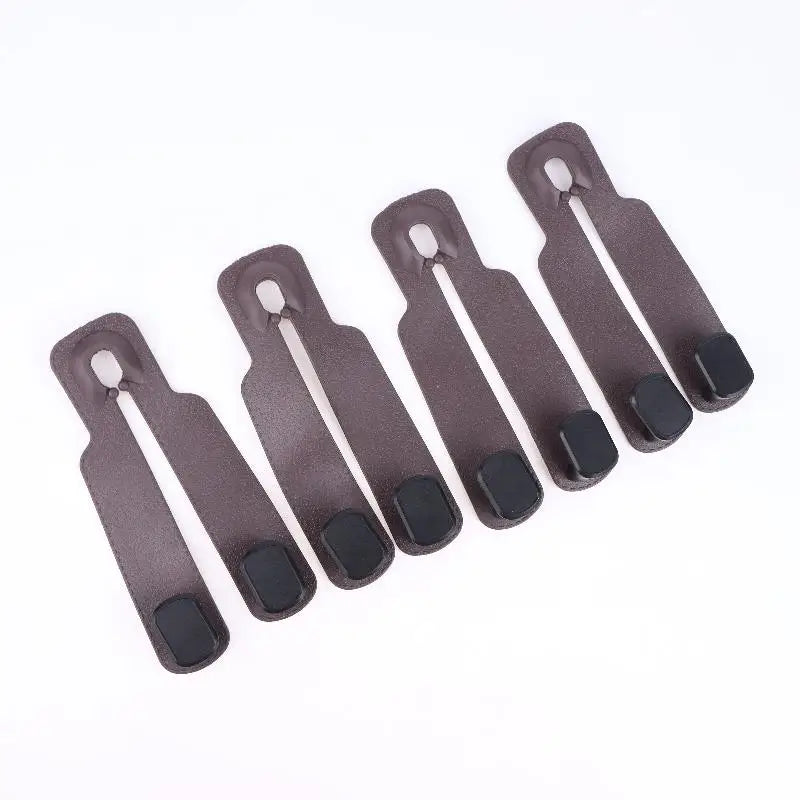 4Pcs Double Hook Car Hook Car Headrest Hooks Hanger For Bags Organizer Holder Clips Auto Fastener Hooks Car Oasis Select Brown