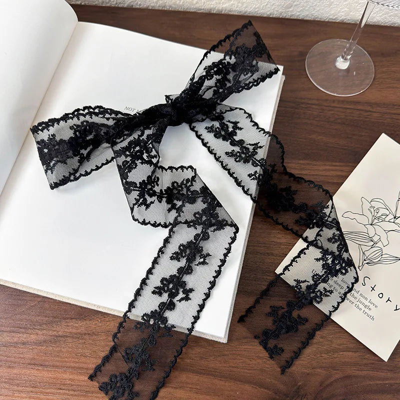 Korean Version of Ins Retro Lace Long Silk Scarf Female Personality with Decorative Streamers Multi-functional Belt Ribbon Oasis Select 26005A 1.5m