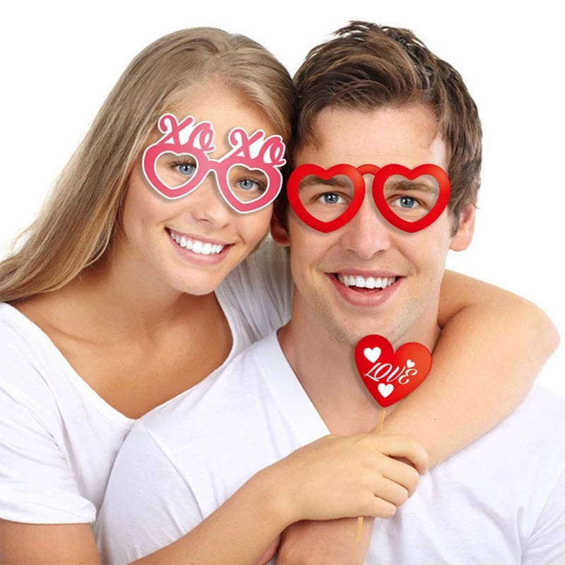 25 Piece Valentine's Day Photo Booth Props Decor Valentines Day Decorations Pink Oasis Select