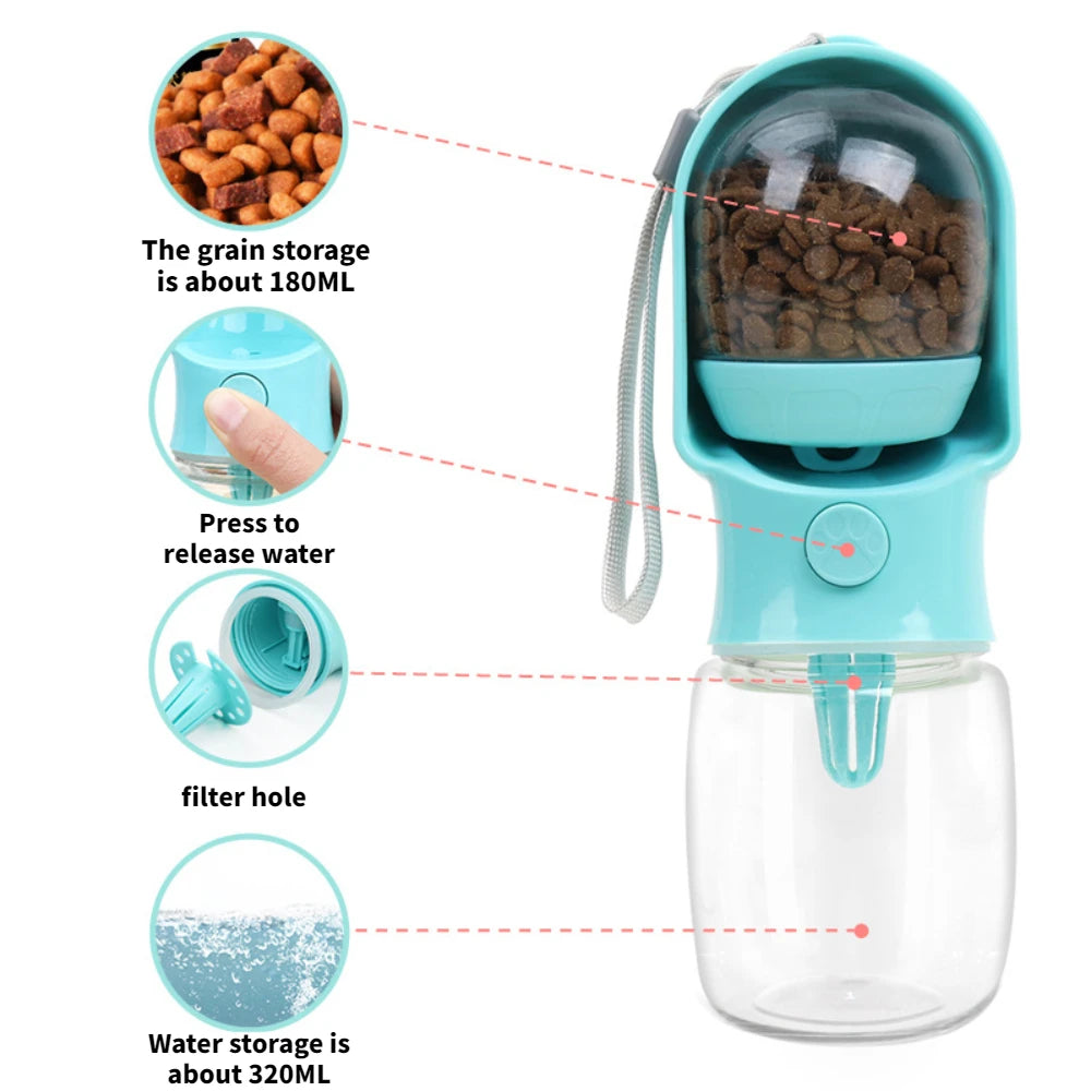 Portable Dog Cat Water Bottle with Storage Food and Water Container for Puppy Pets dogs Feeder Bowl Outdoor Travel Pet supplies Oasis Select