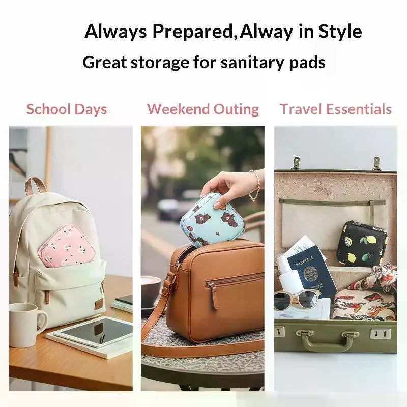 Cute Cartoon Sanitary Pad & Tampon Pouch | Portable Organizer