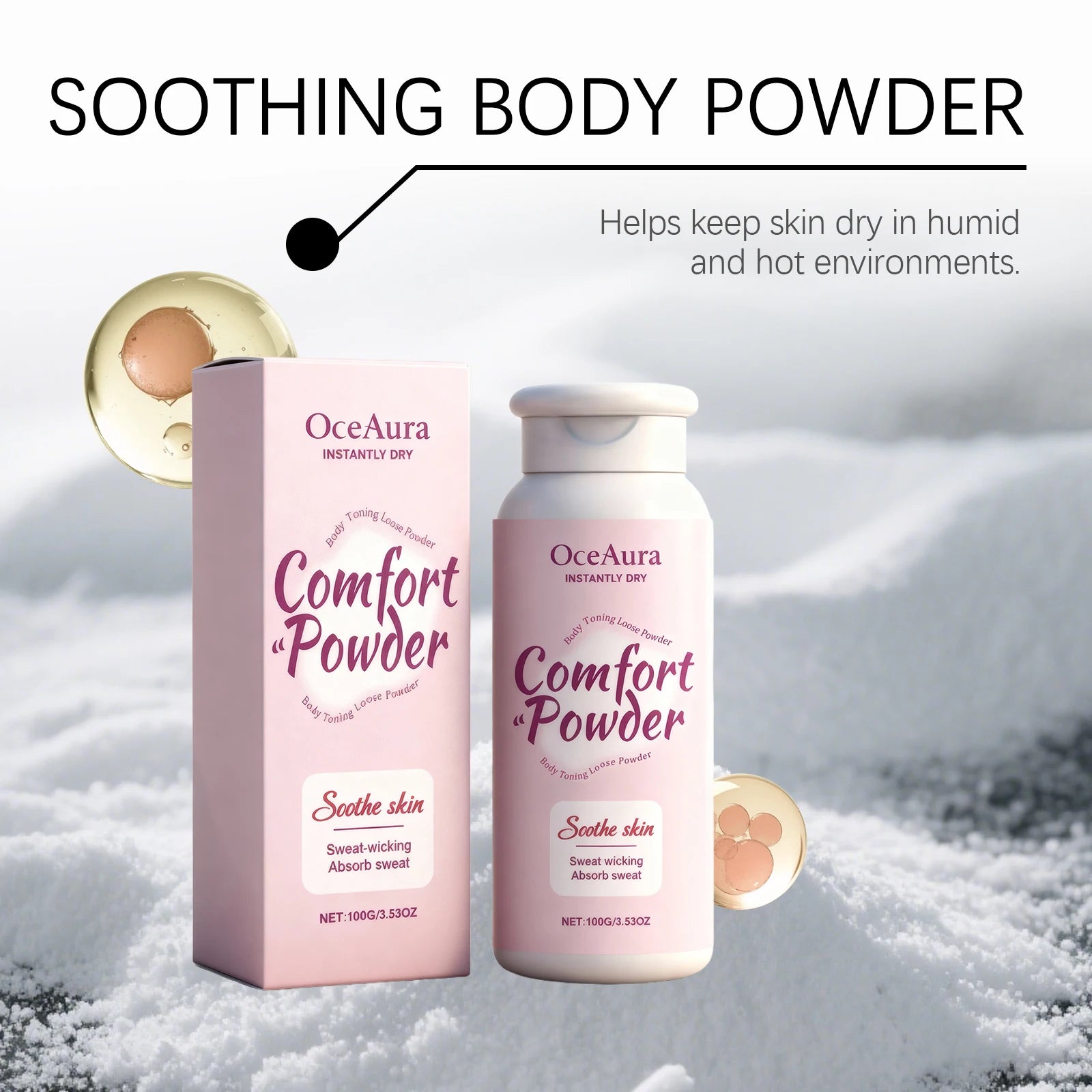 Comfort Powder Instantly Dry Comfort Powder Soothing Body Powder Sweat Wicking Absorb Sweat Talc Free Refreshing Summer Care Oasis Select