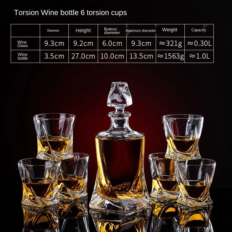 European thickened whiskey glass set large foreign wine glass crystal glass wine bottle creative wine set Oasis Select Twist the wine suit.