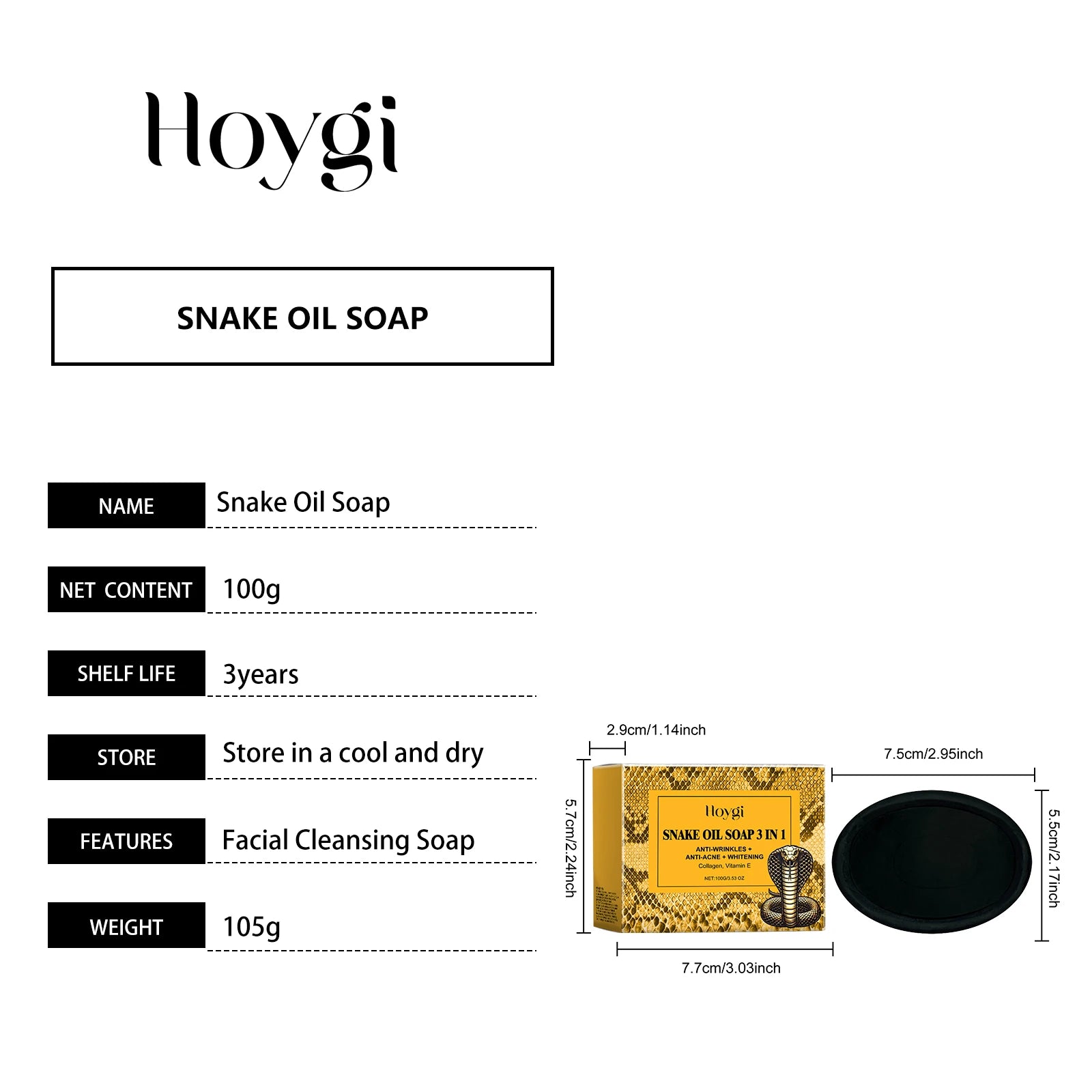 Hoygi Snake Oil Cleansing Soap – Oil Control Face Bar