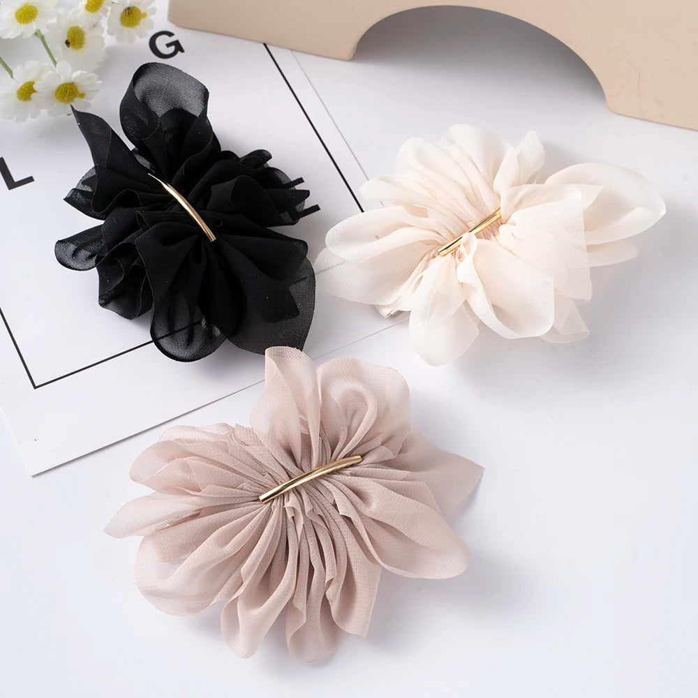 Big Spring Hair Claw Clips Women Metal Chiffon Flowers Ponytail Holder Hairpin Barrettes Fashion Girls Hair Accessories Hairgrip Oasis Select