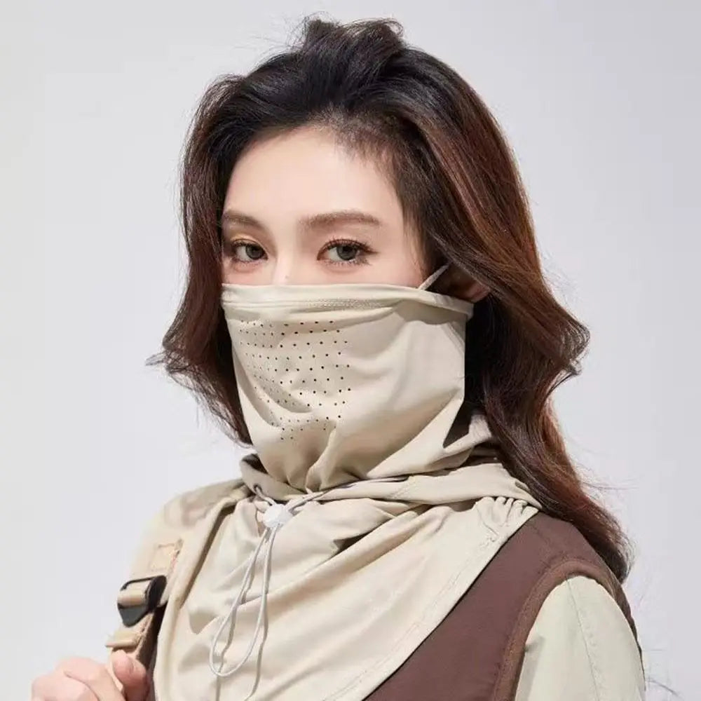 Sun Hat with Face Mask Neck Gaiter All in One for Women Summer Ice Silk Breathable UV Protection Cap for Driving Cycling Outdoor Oasis Select