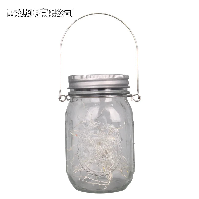 Solar - Powered Mason - Jar - Style Wish Lanterns: Outdoor Hanging Glass Jar Lights for Courtyards, Lawns & Walls Oasis Select