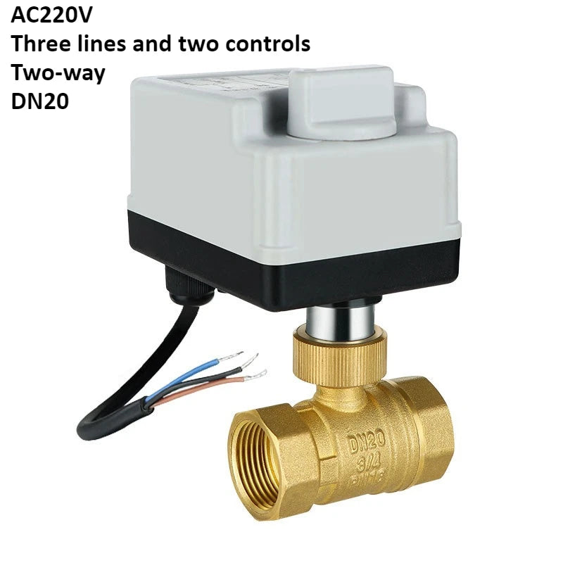 Brass Electric Ball Valve AC220V 1/2 "3/4" 1 "1-1/4" 1-1/2 "waterproof Bidirectional Electric Ball Valve Double Control T/L Type Oasis Select DN20 AC 220V Two-way 3 wire 2 control