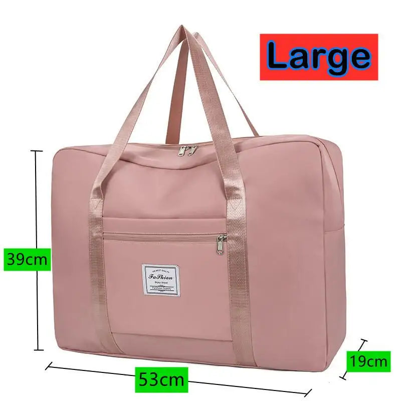 Large Capacity Functional Portable Nylon Moving Storage Bag Folding Luggage Bag Aircraft BagMulti Travel Bag Shoulder Bag Oasis Select L Pink