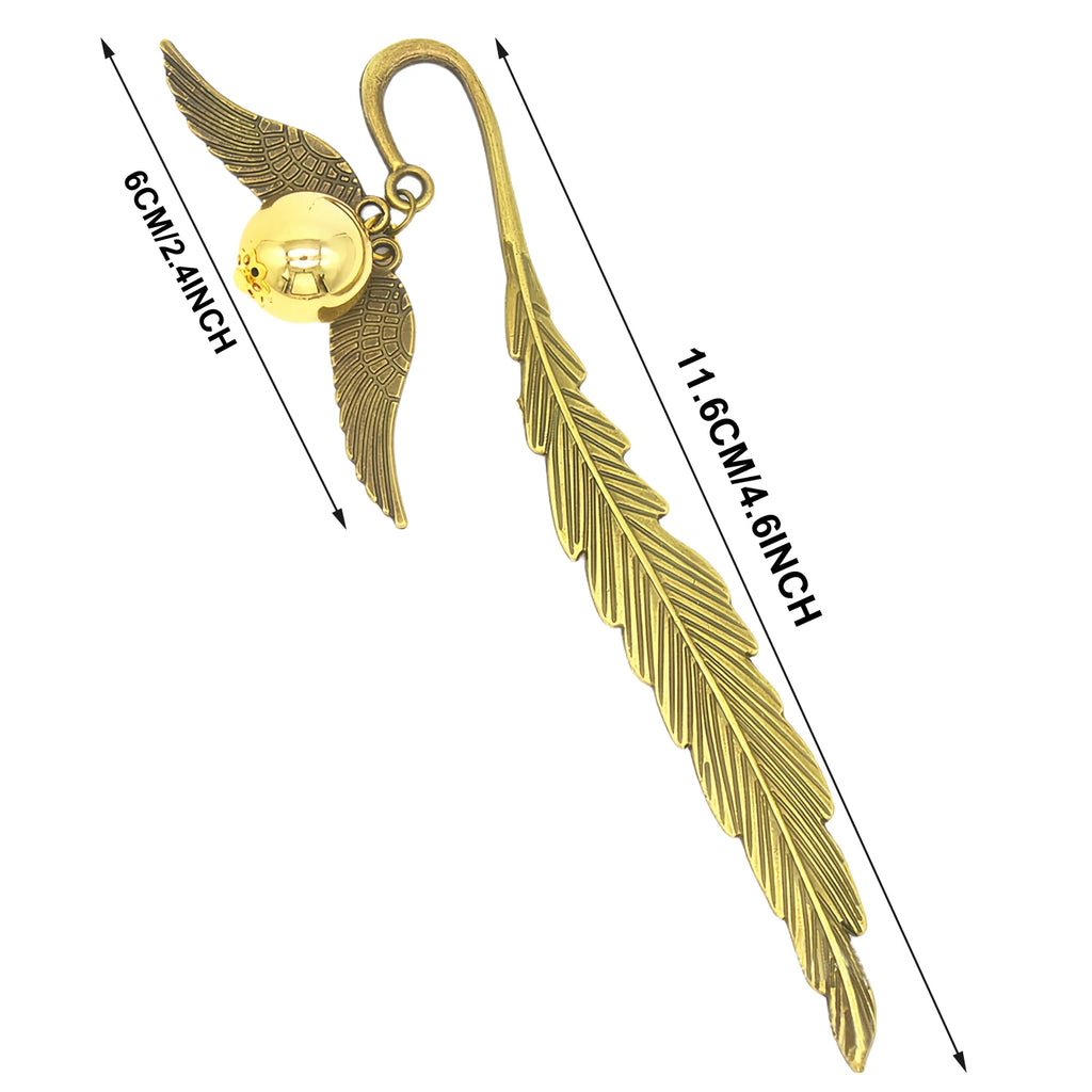 Magic Academy Metal Bookmark with Ornament Golden Snitch Hogwarts Reading Gift Christmas Stocking Book Lover Gift (Silver/Gold) Oasis Select