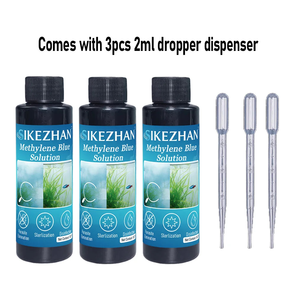 101ml Methylene Blue Aquarium Fish Treatment White Spot Ich Cure Fungal Disease Medicine For Koi Goldfish Betta Tank Care Liquid Oasis Select 3pcs