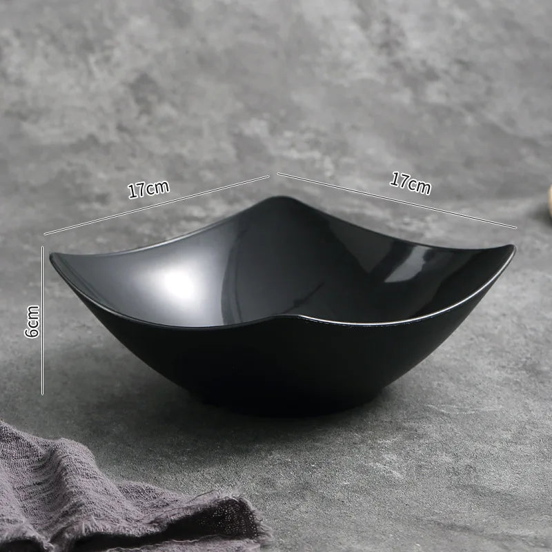 4pcs Salad Bowl Set Western Salad Dish Durable Plastic Bowls, Food Storage Containers for Family Gatherings and Everyday Use Oasis Select Black-4Pcs
