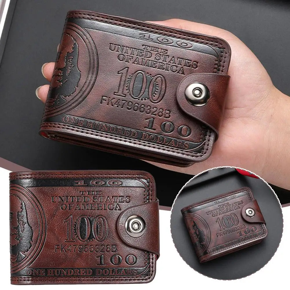 NEW Vintage 100 US Dollar Pattern Men's Wallets Zipper Multi-Functional Leather Wallet Hasp Coin Purse Men Gift Oasis Select