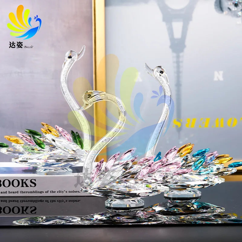 Crystal Swan Creative Living Room Porch Decoration TV Cabinet Wine Cabinet Window Home Decoration Crystal Crafts Oasis Select