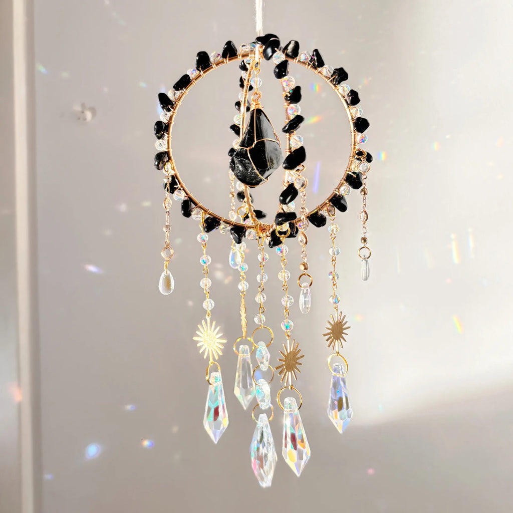Natural Gravel Sun Catcher Raw Stone Winding Spherical Crafts Rainbow Hanging Gift Powder Crystal Wind Chimes Oasis Select E