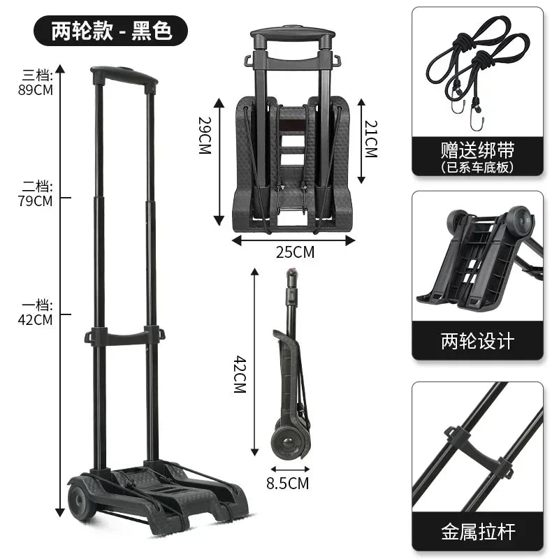 Multi-functional Household small cart folding pull goods handling trailer shopping cart luggage trolley Oasis Select Black A