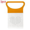 Stainless Steel Onion Holder Slicer Needle Fork Vegetable Fruit Slicer Tomato Cutting Holder Kitchen Tools Accessories Oasis Select orange-1pcs