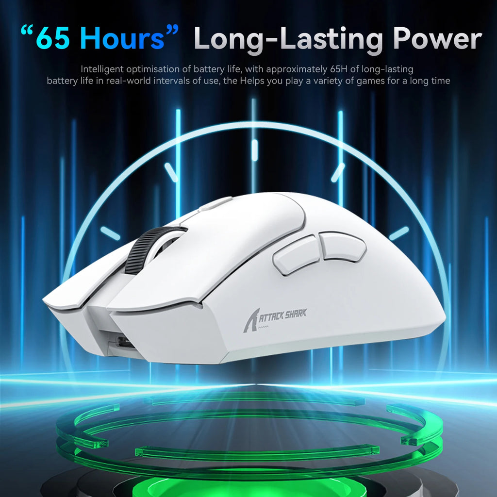 Attack Shark R1 Wireless Gaming Mouse Tri Mode 2.4G Bluetooth Wired 18K DPI 1000Hz PAW3311 Sensor 59g Lightweight Rechargeable Oasis Select