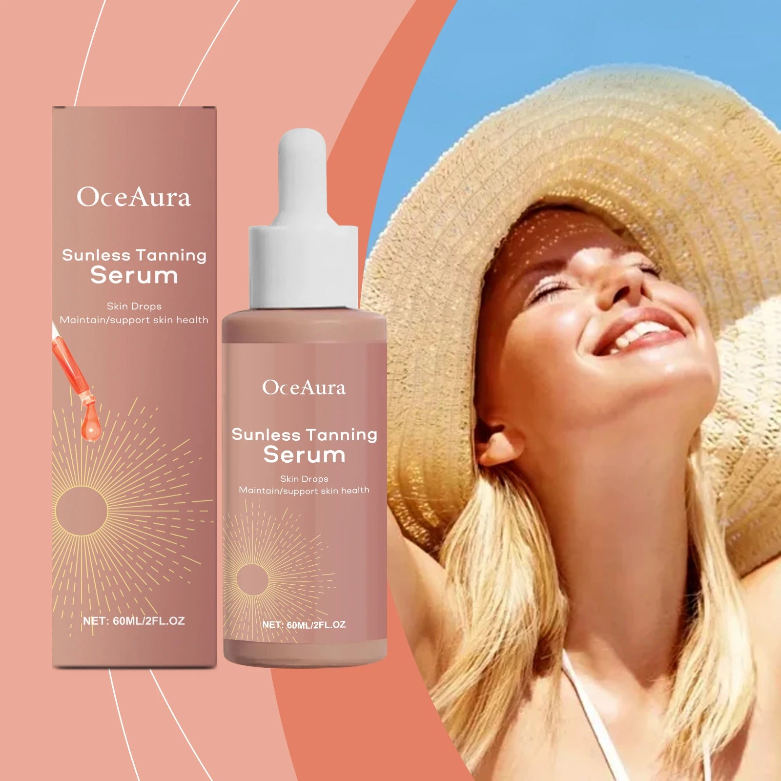 OceAura Herbal Self Tanner Serum – Natural Bronzer Drops Self Tanning Serum Oasis Select
