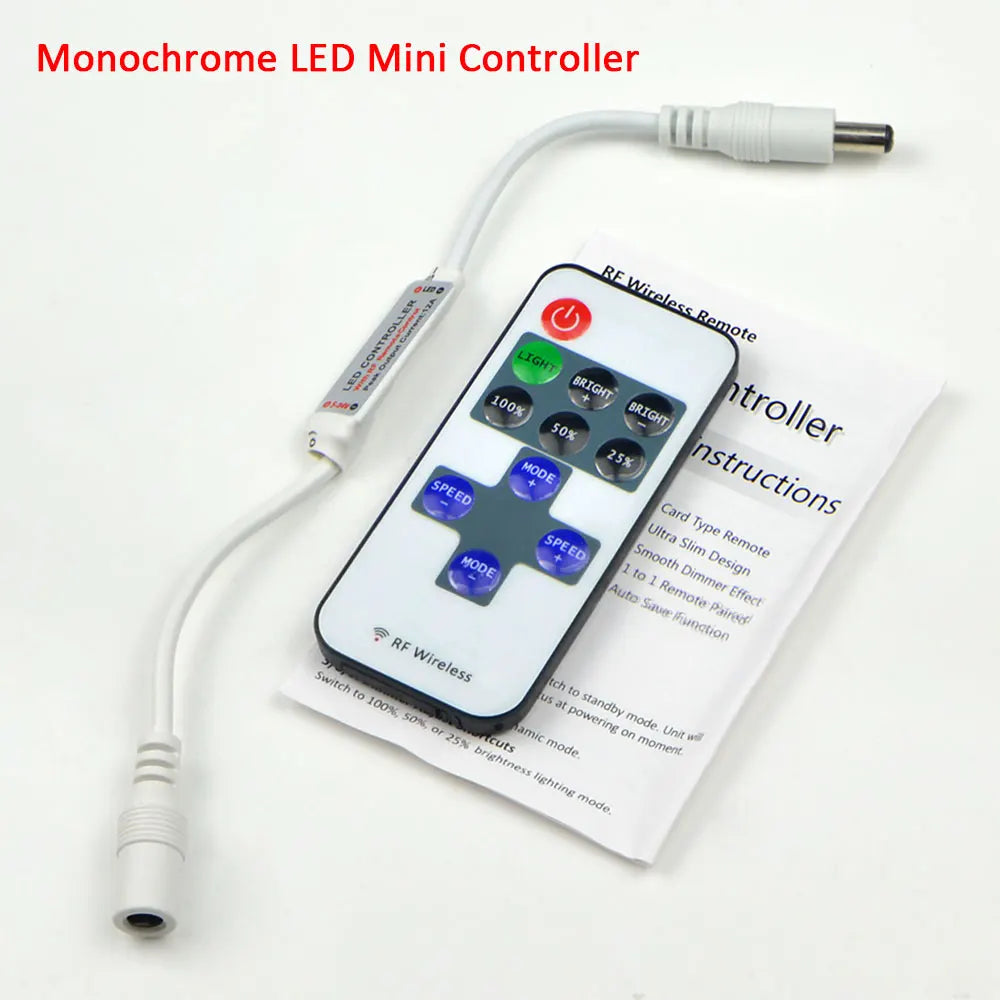 Single Color LED Controller Light Swtich 12V-24V DC Wireless RF Remoter for COB/Neon Light 2835/5050 Adjustable Brightness Oasis Select