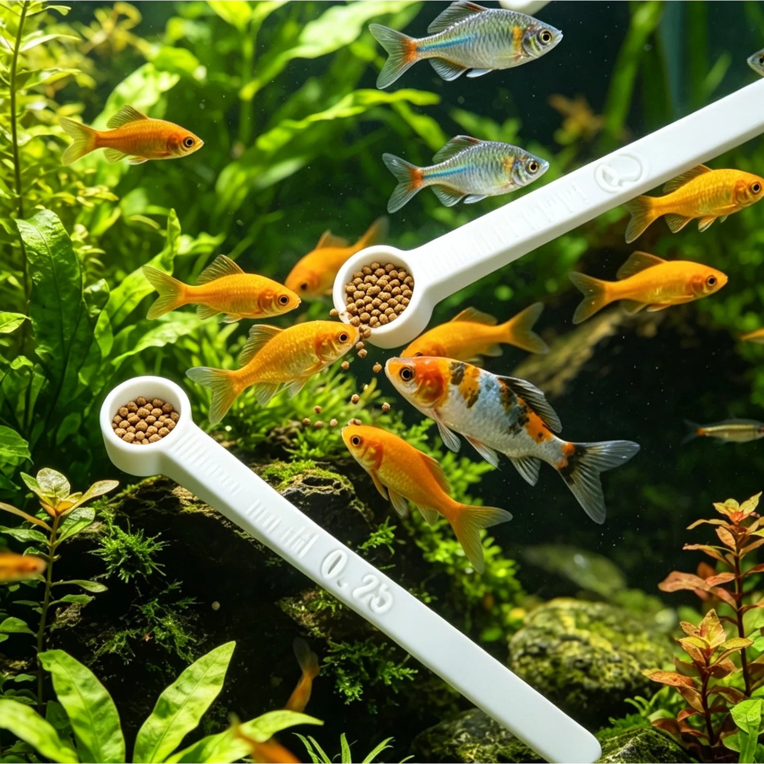 3Pcs Aquarium Fish Feeding Spoon Precision Measuring Scoops (0.02g/0.1g/0.25g) for Fish Food Aquarium Supplements Feeding Tools Oasis Select