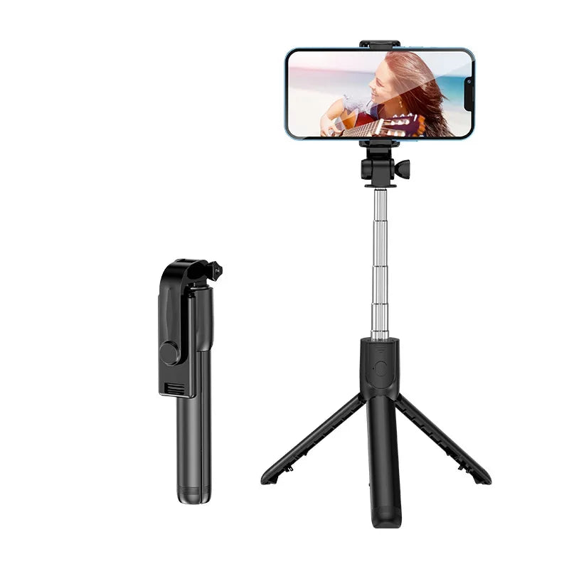360 Rotation Selfie Stick Toneof Tripod Photo Pole Multi Mode Camera Material Retractable And Mini Cell Phone Selfie Artifact Oasis Select No Light Black