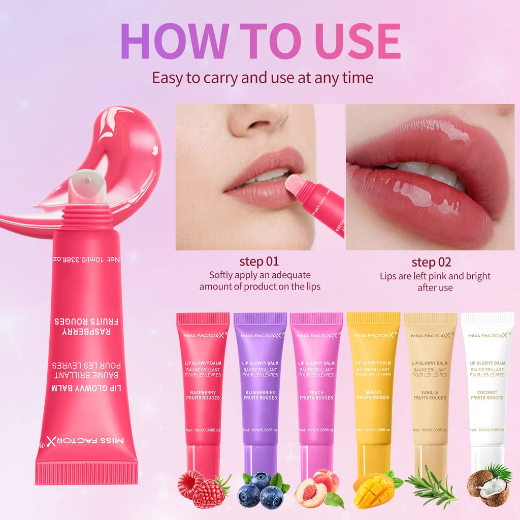 6-piece fruit flavored lip gloss set, moisturizing lip oil, glossy hydration, the best choice for women's holiday gifts Oasis Select
