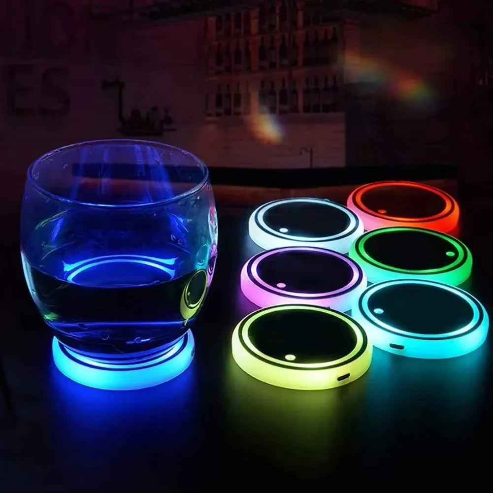 LED Car Cup Holder Light – 7 Colors, 3 Modes, USB Rechargeable