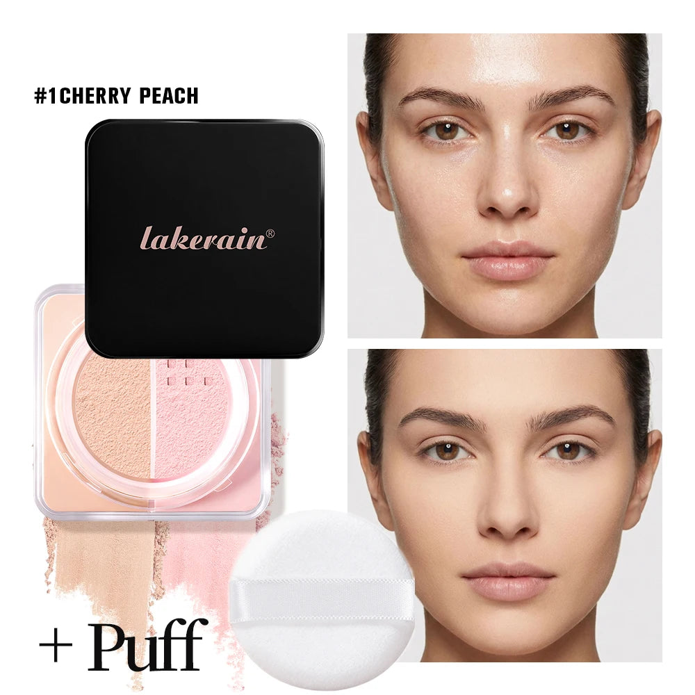 Lakerain Duo Loose Setting & Correcting Powder + Puff | Matte