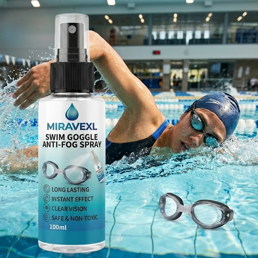 MIRAVEXL Swim Goggles Anti-Fog Spray Defogger Lens Cleaner for Diving Mask Swimming Glasses with Free Cleaning Cloth Oasis Select