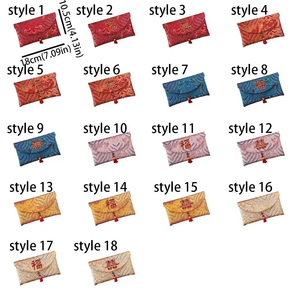 Chinese Style New Year Red Envelope Traditional Embroidery Wedding Money Pocket Cloth with Tassel 2026 Lucky Money Bag Birthday Oasis Select