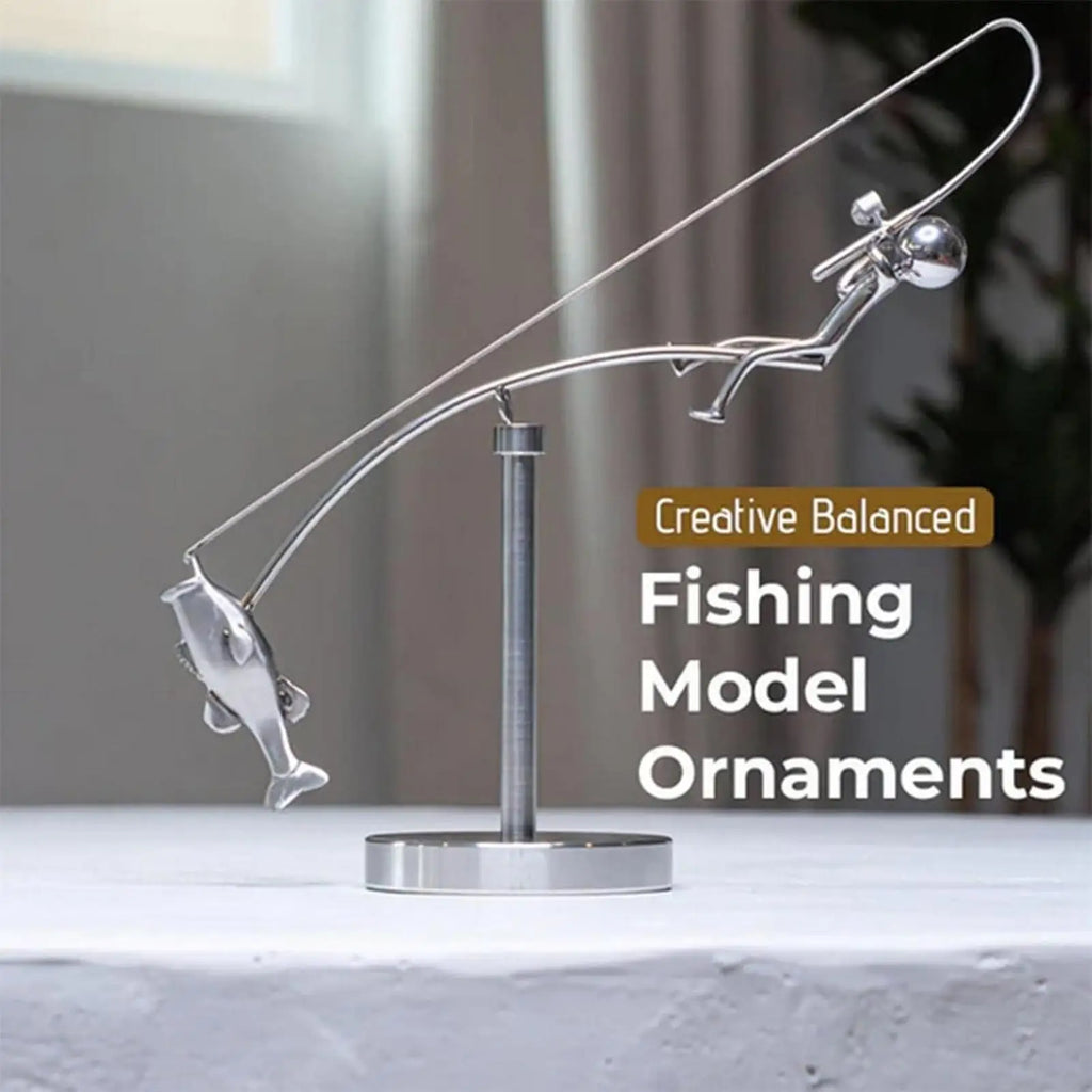 Fisherman Figurine Metal Fishing Sculpture Collectible Figurines for Desk Bookshelf Mantel Beach Cottage Lake House Patio Oasis Select