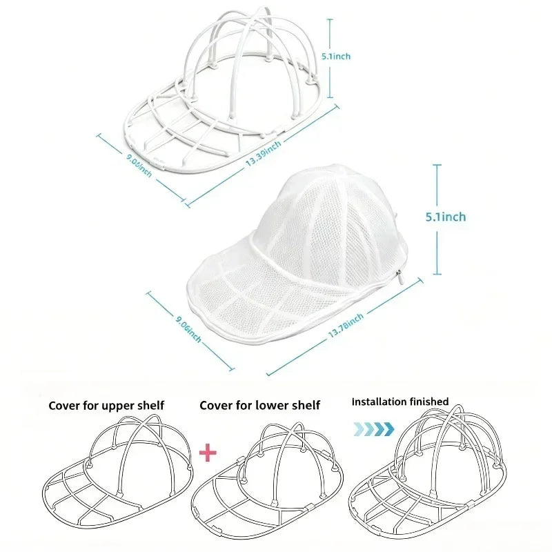 2pcs/set Anti-Deformation Hat Cleaning Cage for Washing Machine, Mesh Laundry Bag for Baseball Cap, Hat Washer Protector Shaper Oasis Select